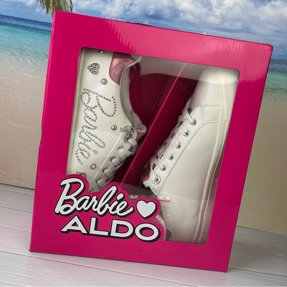 NIB Limited Edition Barbie x Aldo White Sneakers Sz 8.5 - Picture 7 of 9
